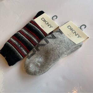 DKNY luxury angora blend designer crew socks bundle winter ski neutral stripe